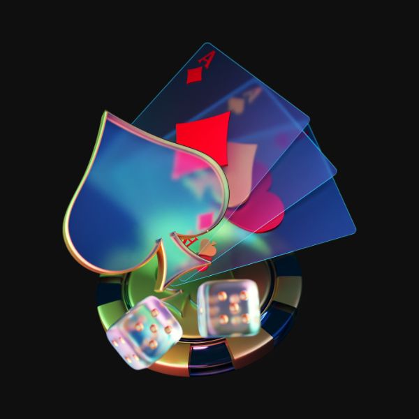 No KYC crypto casino image with poker chips, playing cards, and dice